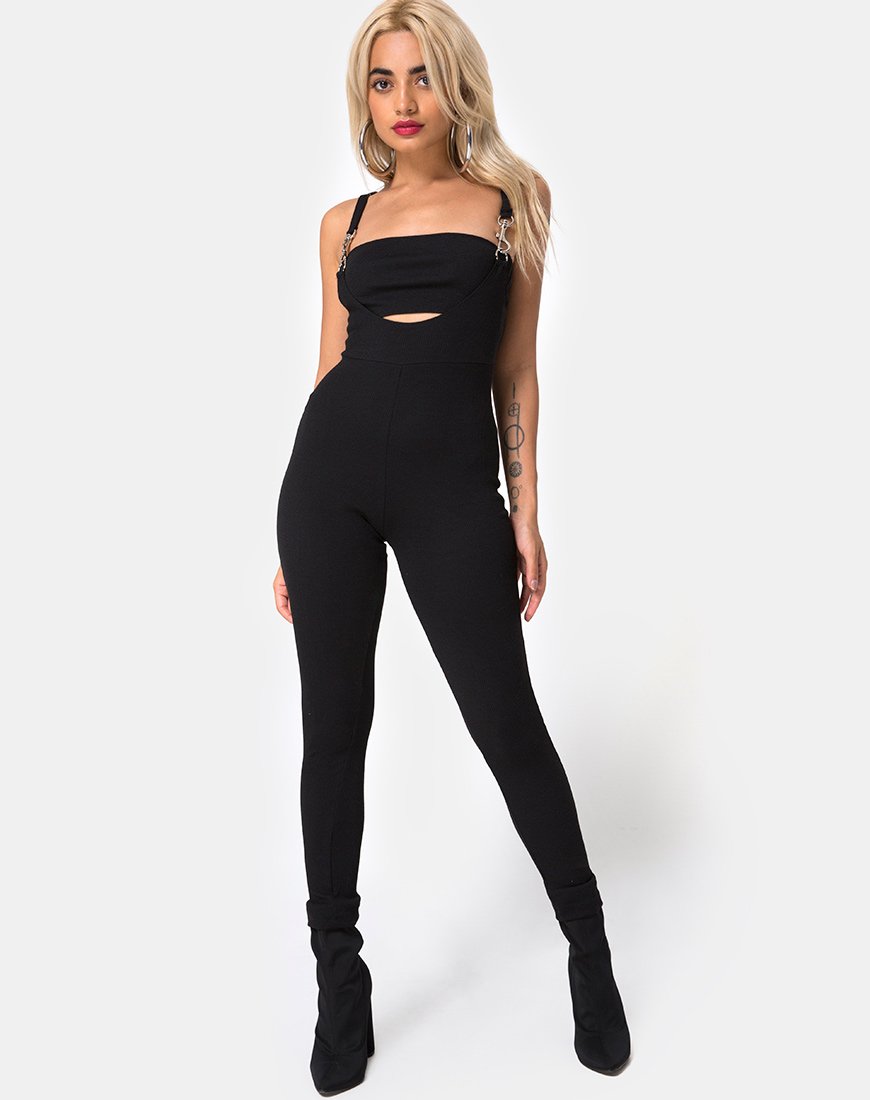 Bild von Penold Unitard in Schwarz mit Silberhaken