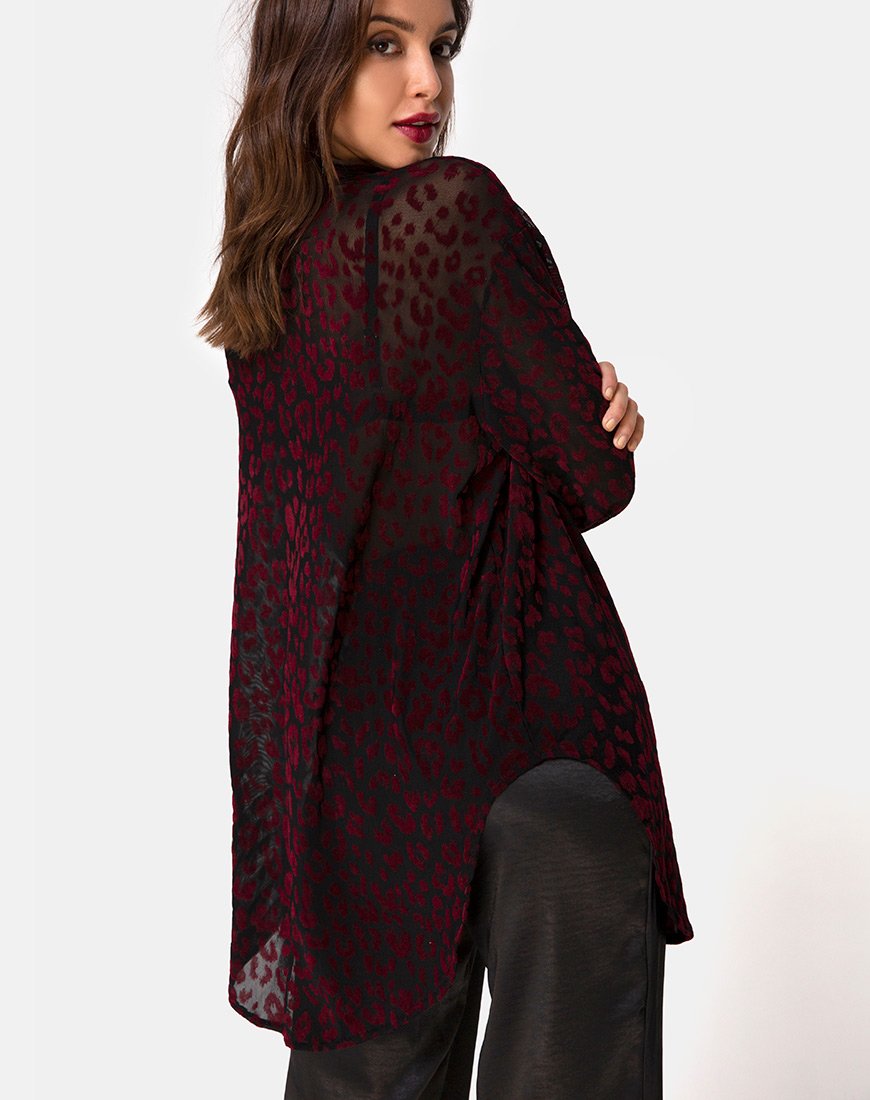 Bild von Phobe Shirt in Rot Leopard Flock Net