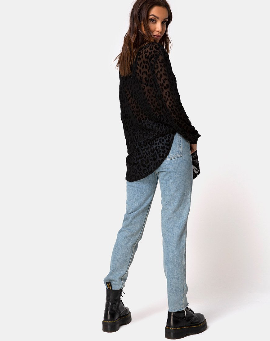 Image of Phobe Shirt in Leopard Flock Net Schwarz
