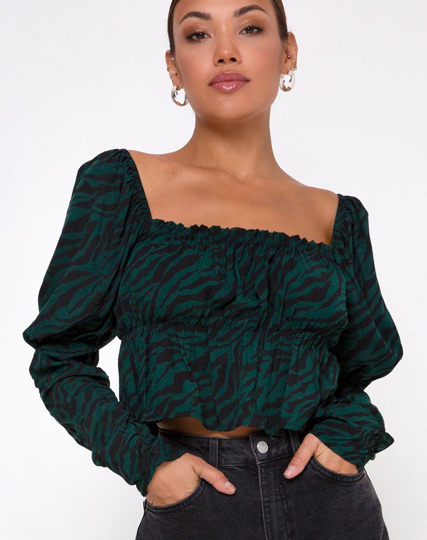 Piery Top in 90's Zebra Waldgrün