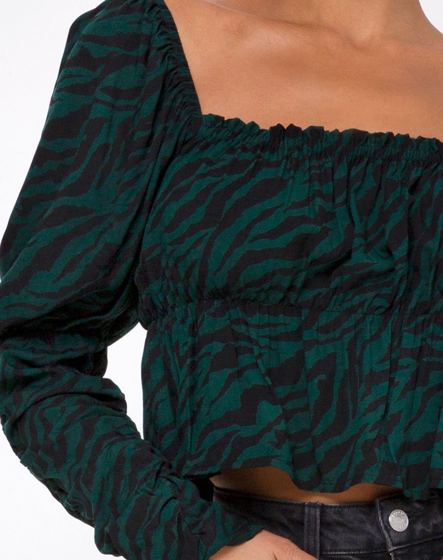 Image of Piery Top in 90s Zebra Waldgrün