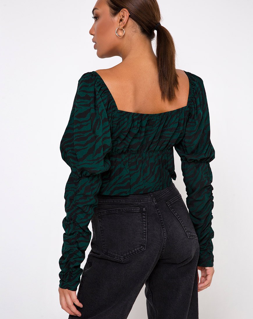 Piery Top in 90's Zebra Waldgrün