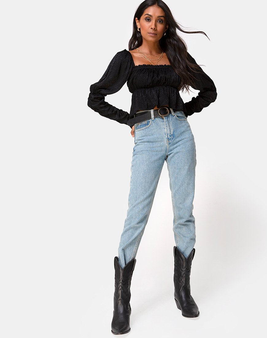 Image of Piery Top aus Satin Cheetah Schwarz