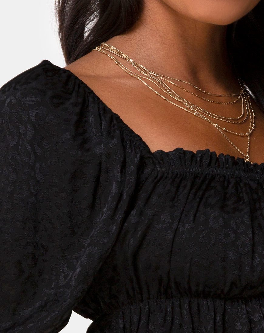 Image of Piery Top aus Satin Cheetah Schwarz