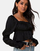 Image of Piery Top aus Satin Cheetah Schwarz