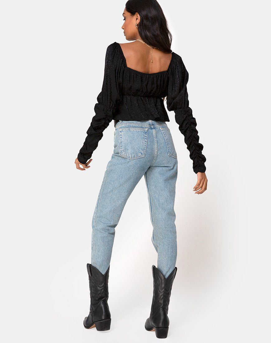 Image of Piery Top aus Satin Cheetah Schwarz