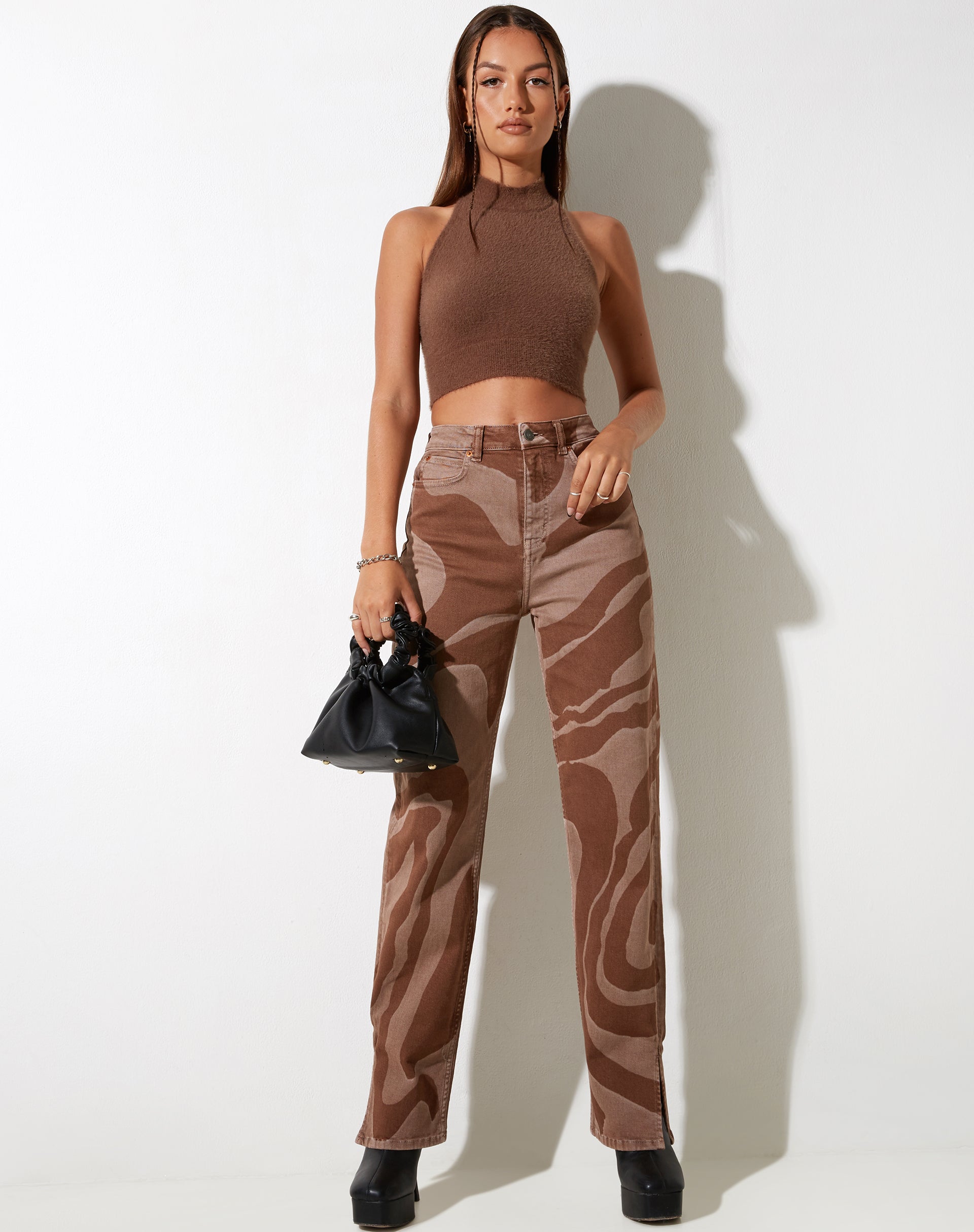 Bild von MOTEL X IRIS Pikat Crop Top in Knit Braun