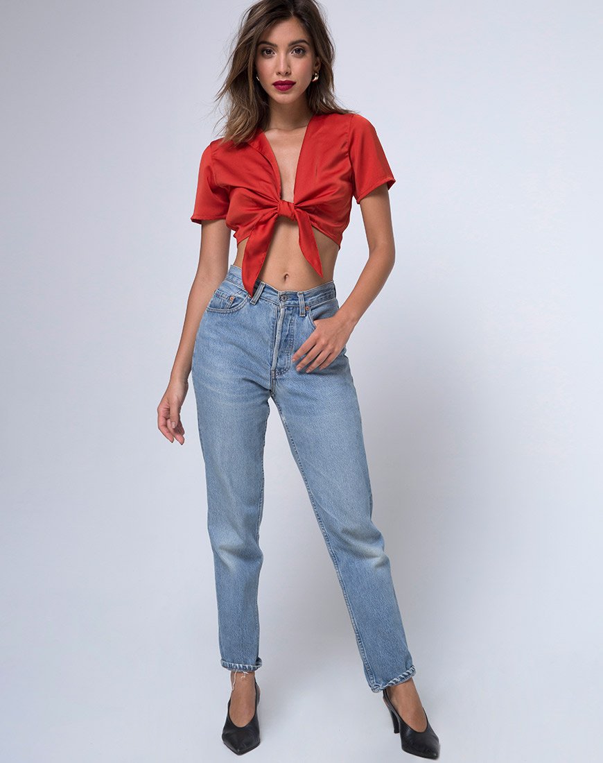 Image von Pilar Bluse aus Satin Rust