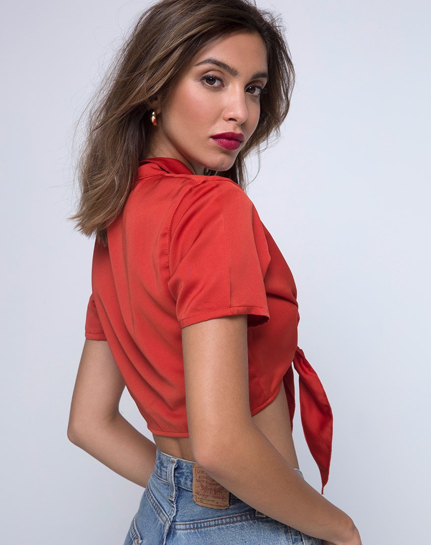 Image von Pilar Bluse aus Satin Rust