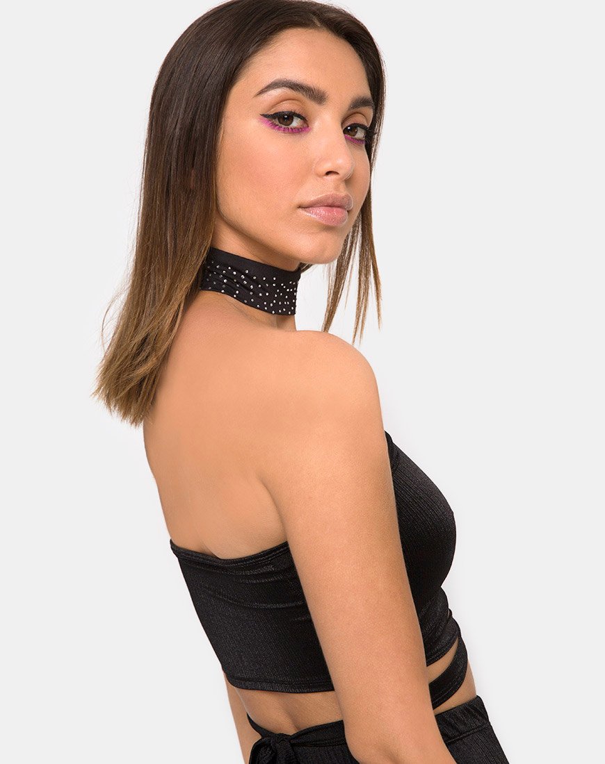 Dorian Criss Cross Tube Top in Schwarz