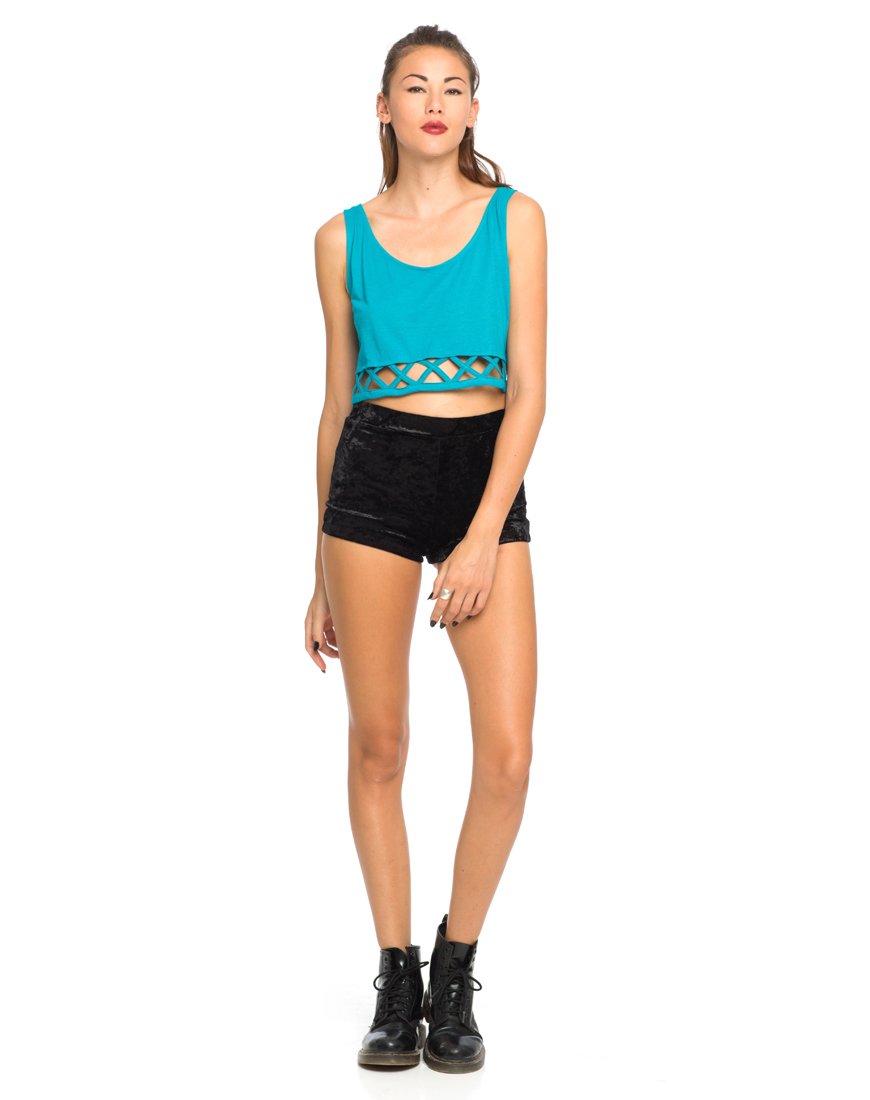 Bild von Motel Zopf Detail Crop Top In Cyan