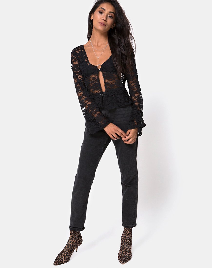Image of Porque Top aus Spitze Schwarz