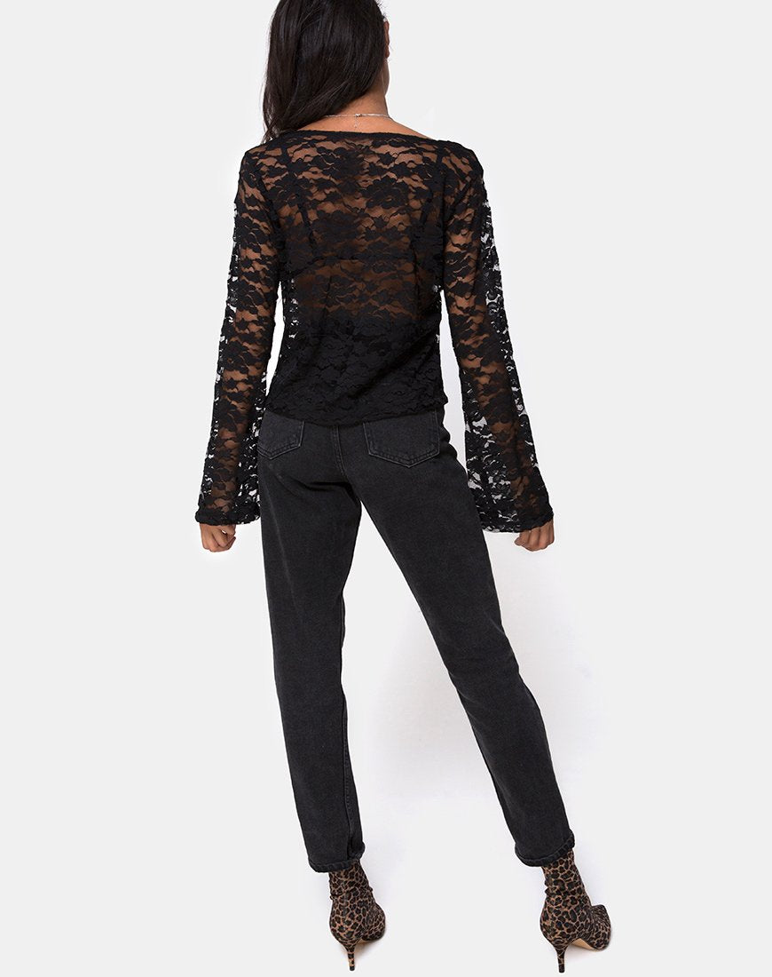 Image of Porque Top aus Spitze Schwarz