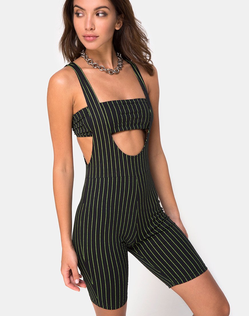 Bild von Poton Cutout Unitard in Neon Pinstripe