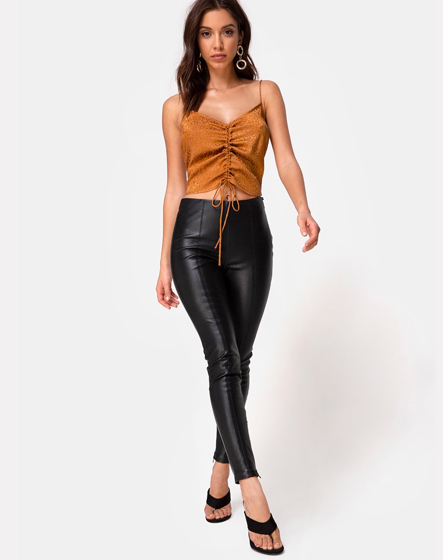 Image of Praha Top in Gold Satin Cheetah