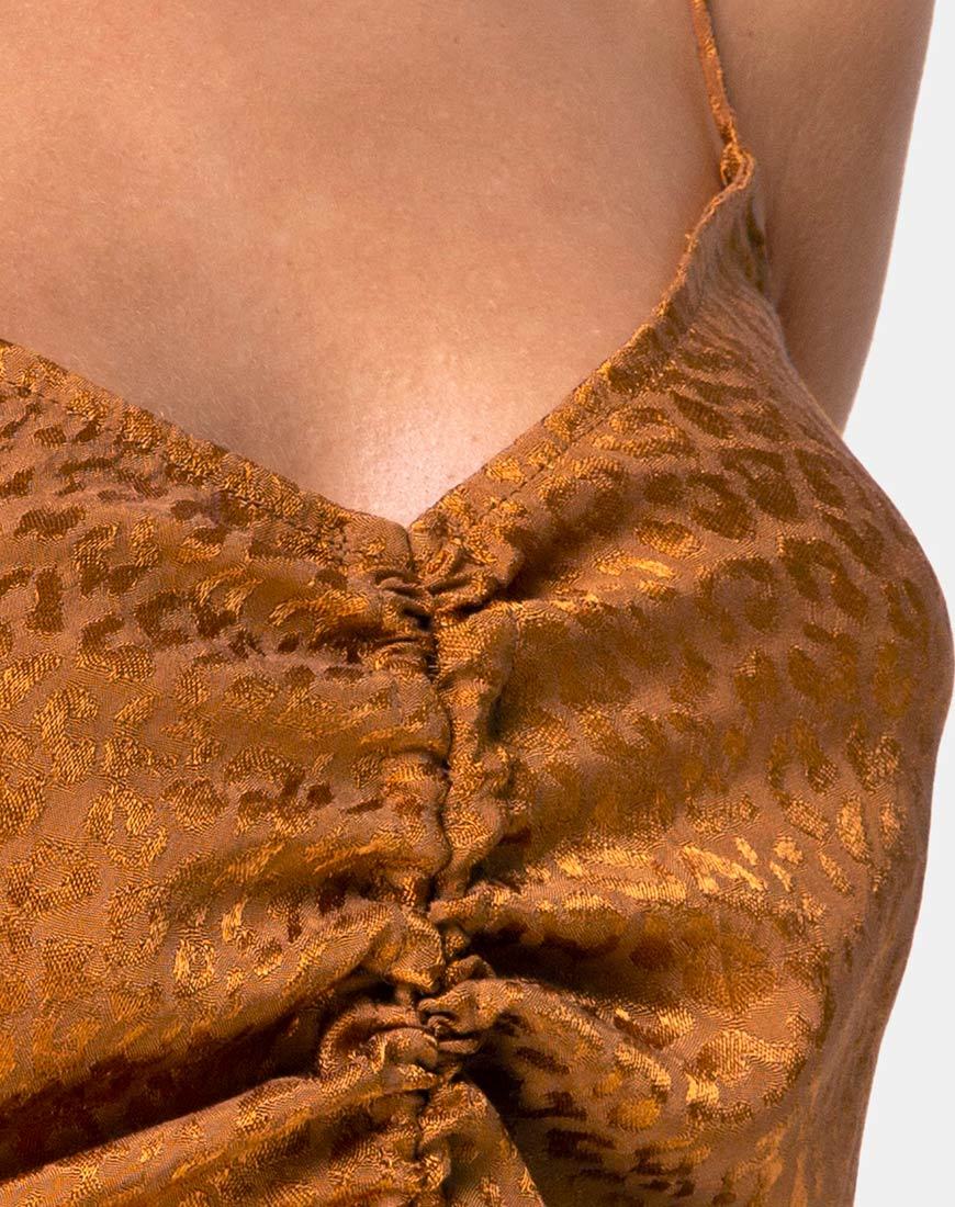 Image of Praha Top in Gold Satin Cheetah