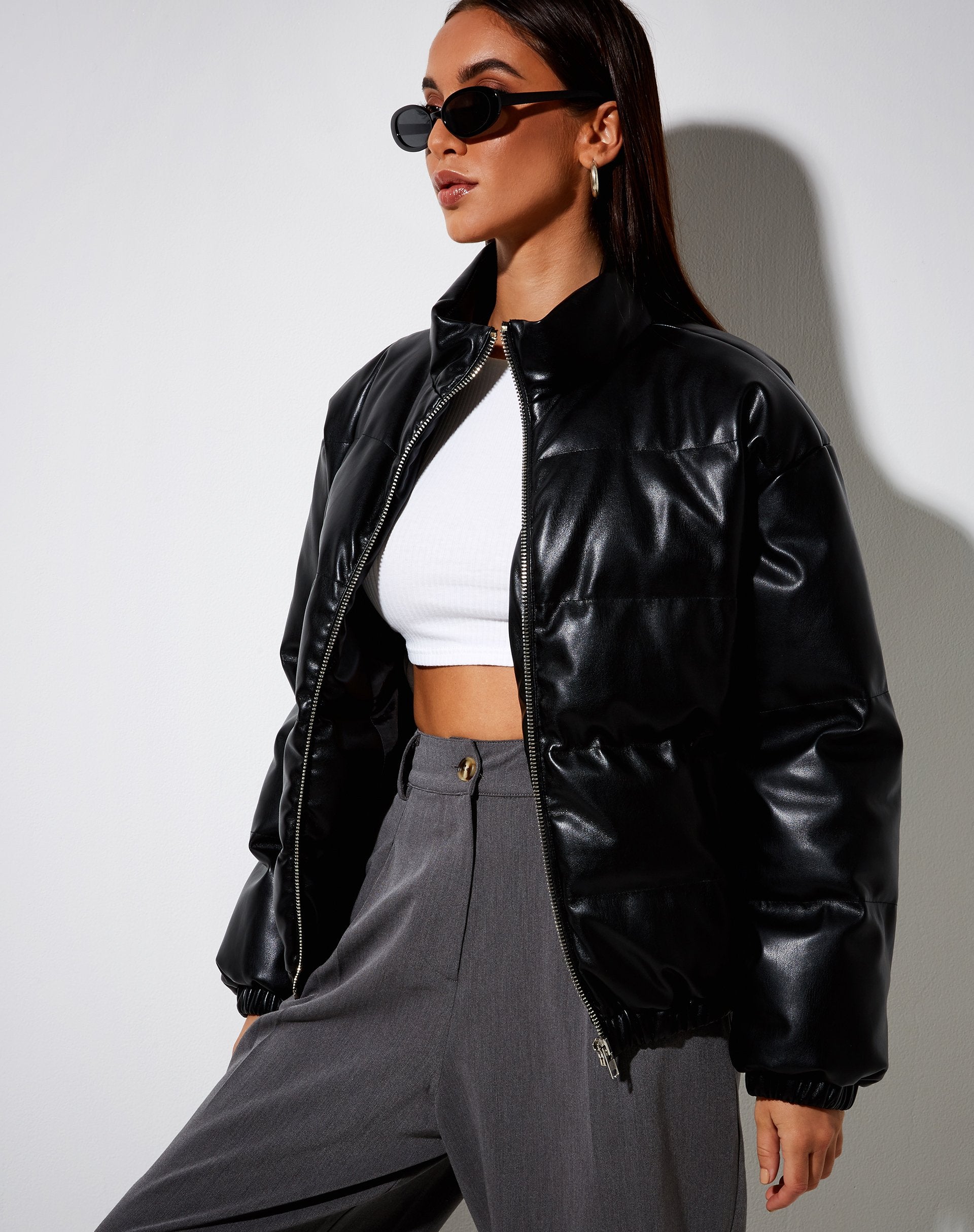 Image of Puffa Pufferjacke aus PU Schwarz