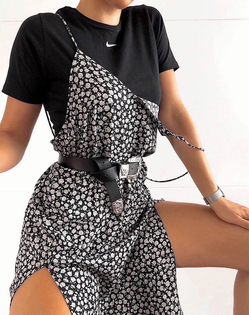 Hime Kleid in Ditsy Rose Schwarz