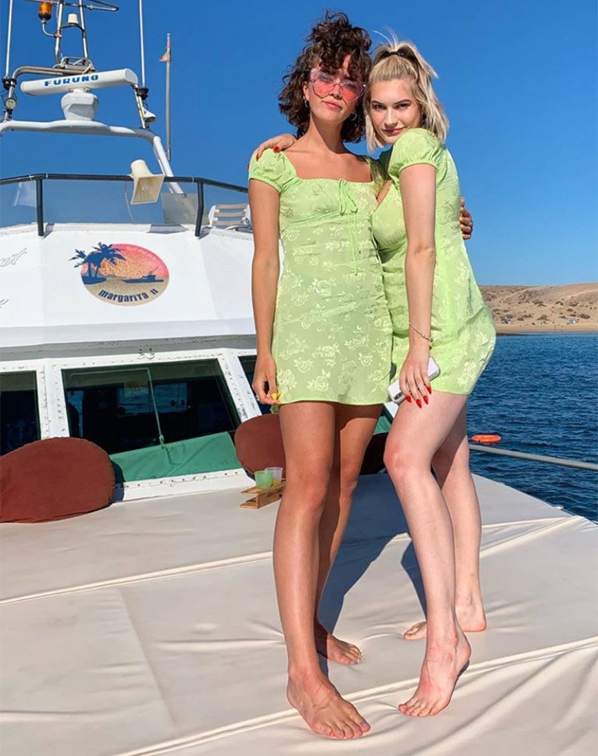 Image of Gaval Minikleid aus Satin Rose Lime