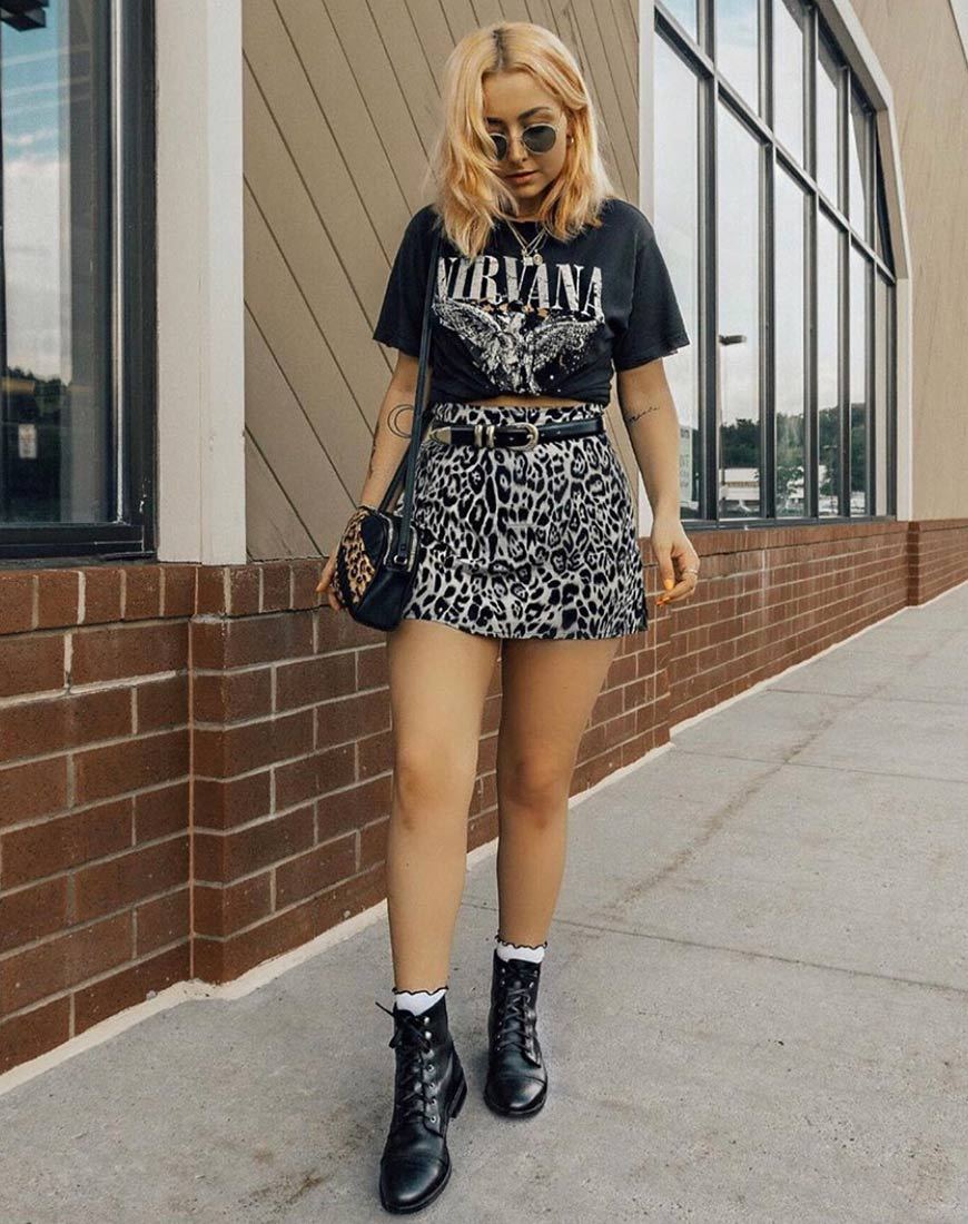 Sheny Minirock in Leopard Grau