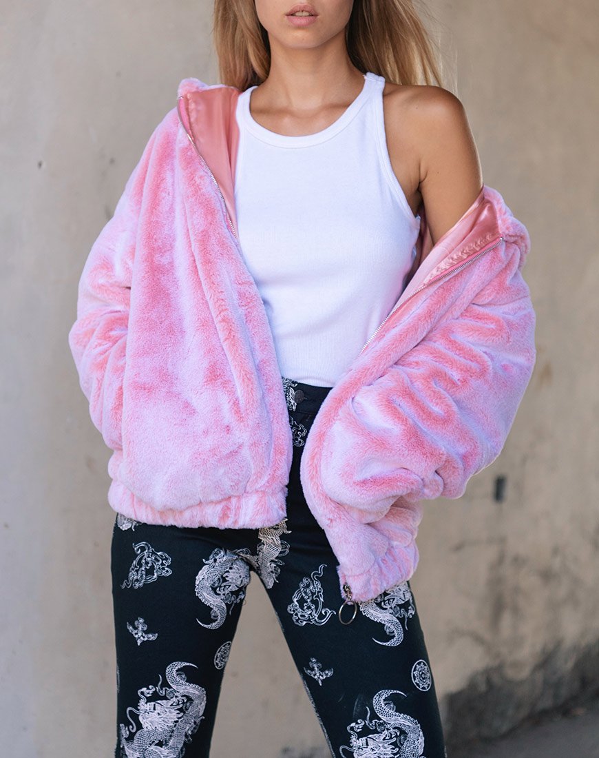 Emerson Jacke aus Kunstpelz Rosa
