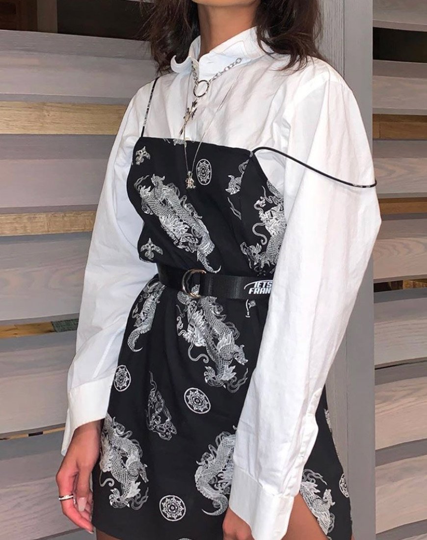 Datista Slip Dress in Schwarz Dragon