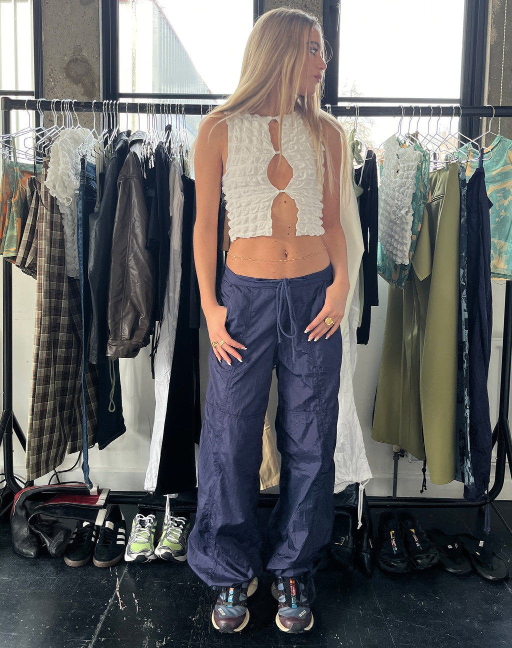 Motel x Olivia Neill Phil Hose in Parachute Navy