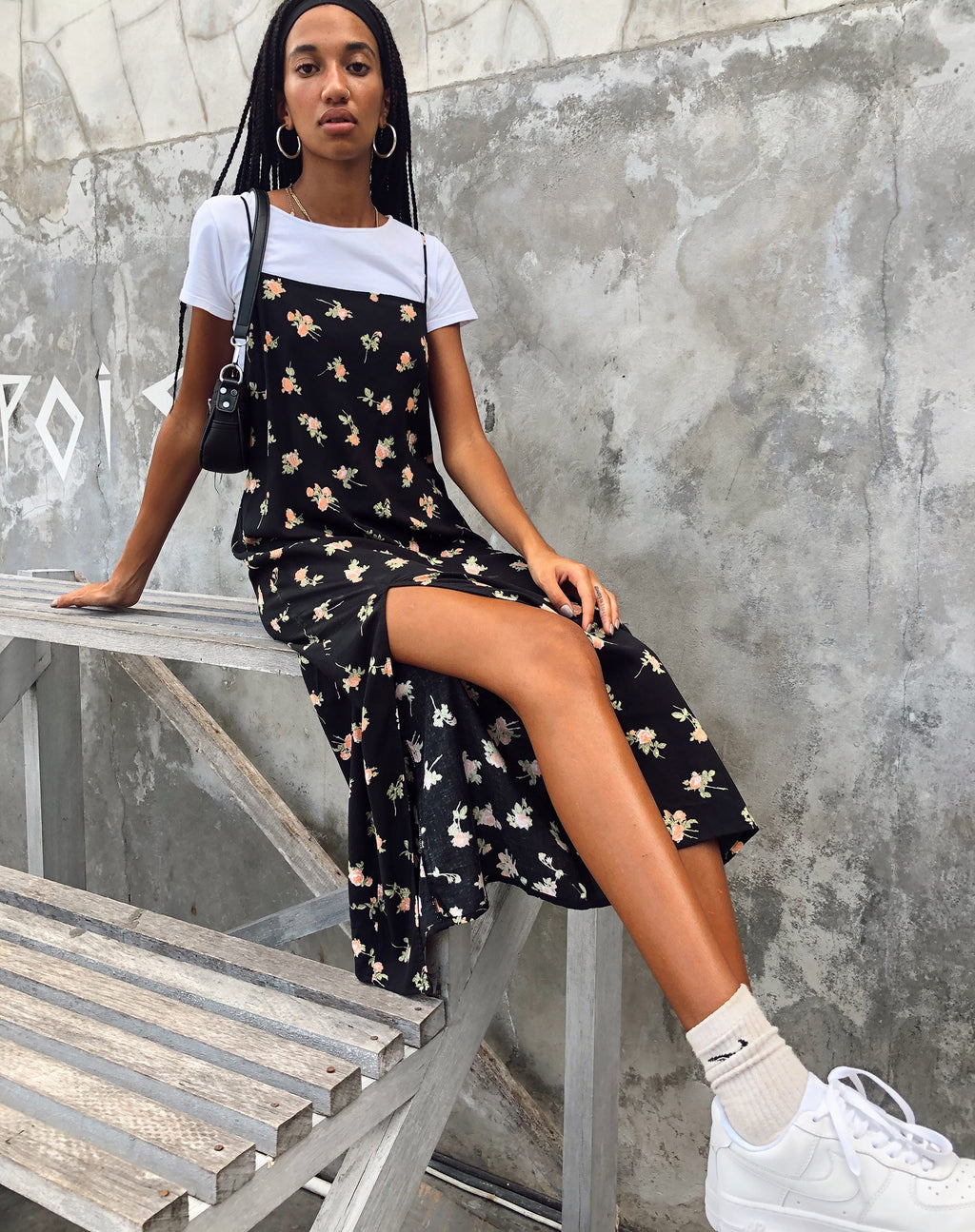 Mirza Maxikleid in Rose Garden Schwarz