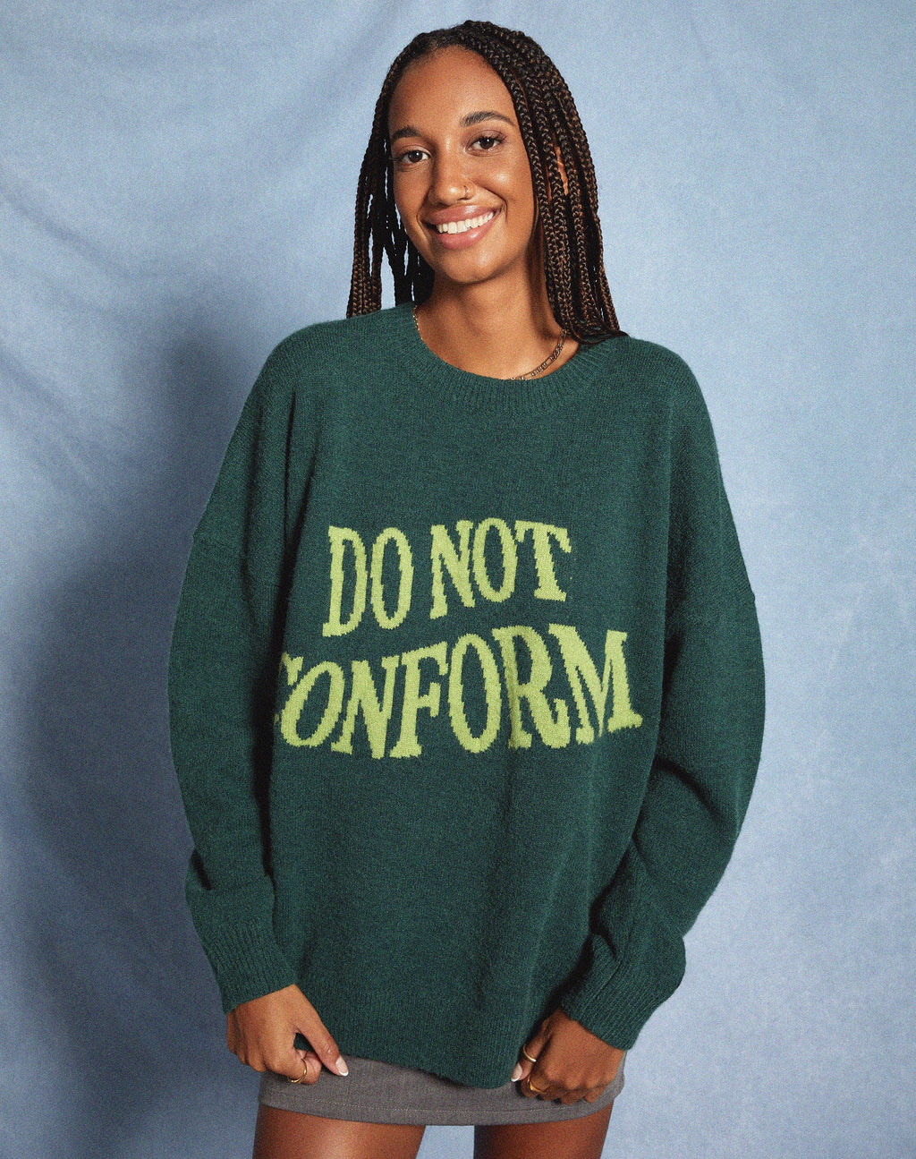 Jamin Pullover in Grün 'Do Not Conform'