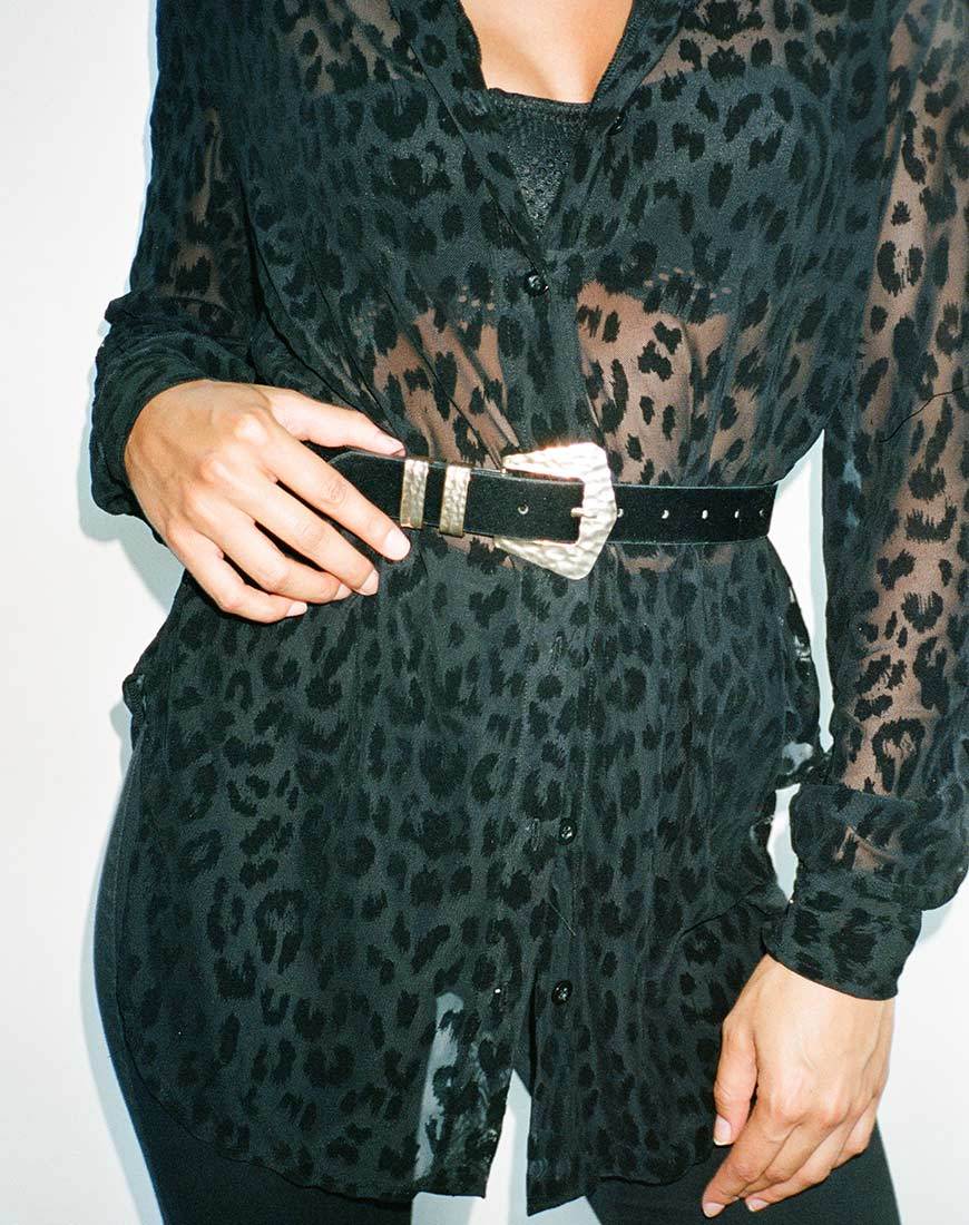 Image of Phobe Shirt in Leopard Flock Net Schwarz