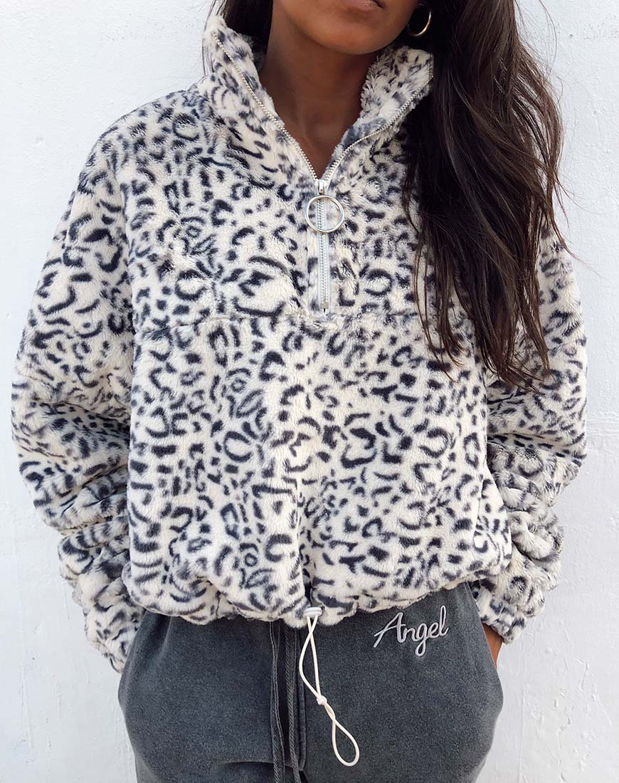 Nero Ring Pull Jacke in Weiß Leopard