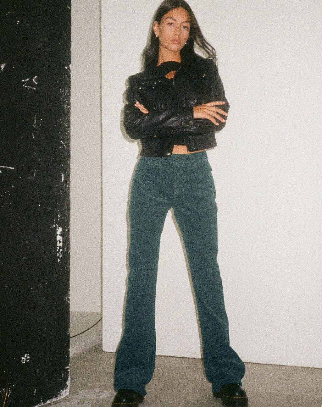 Bootleg Jeans in Cord Waldgrün