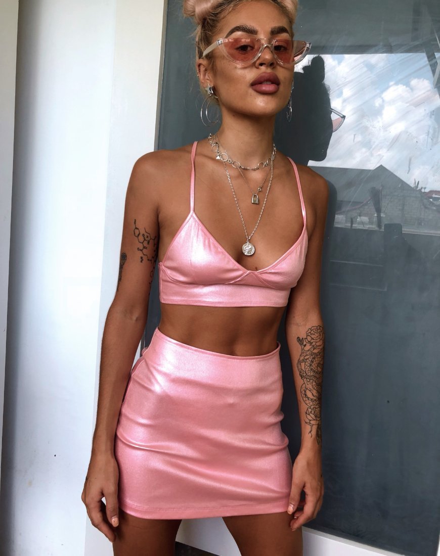 Ewi Minirock in metallisch schimmerndem Babyrosa