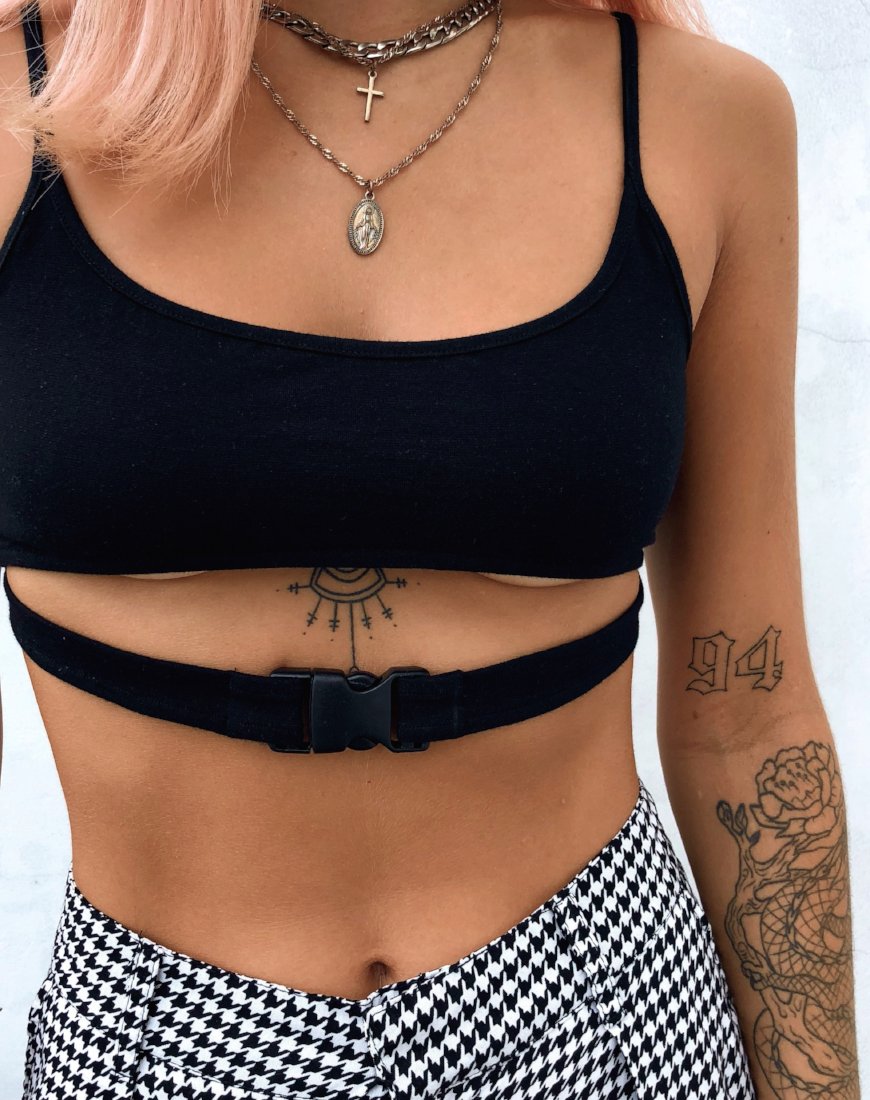 Image of Milipe Crop Top in Schwarz Schnallen