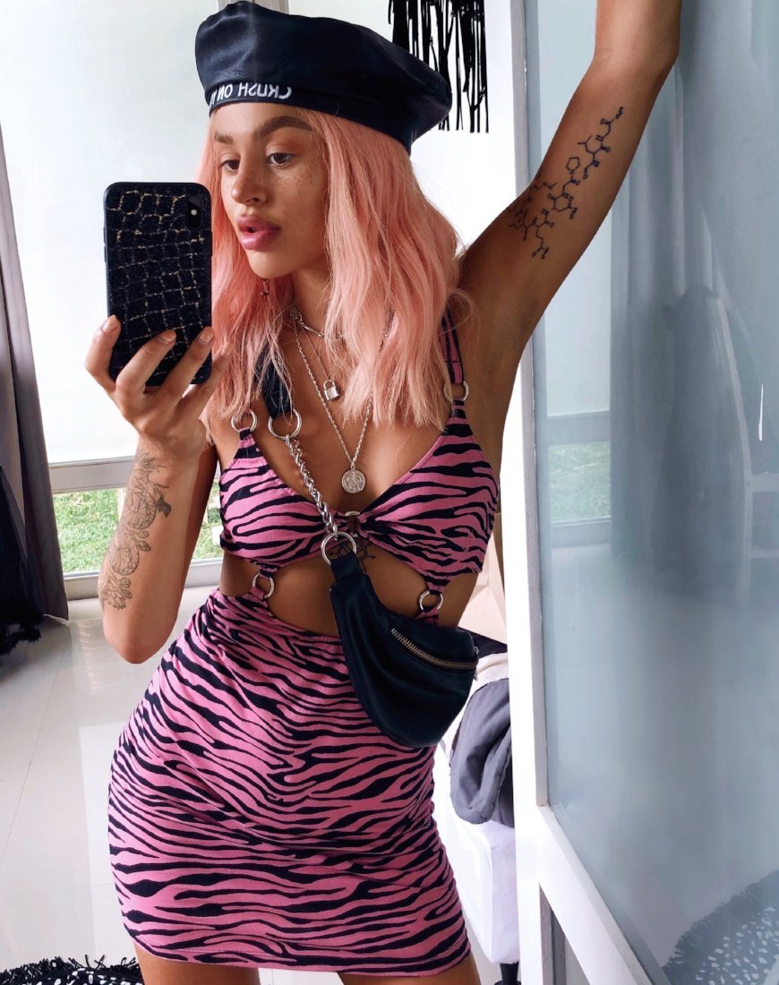 Bild von Jezabel Kleid mit Reißverschlüssen Zebra Pink
