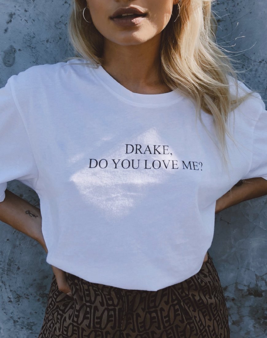 Bild von Oversize Basic Tee in Weiß Drake Do You Love Me