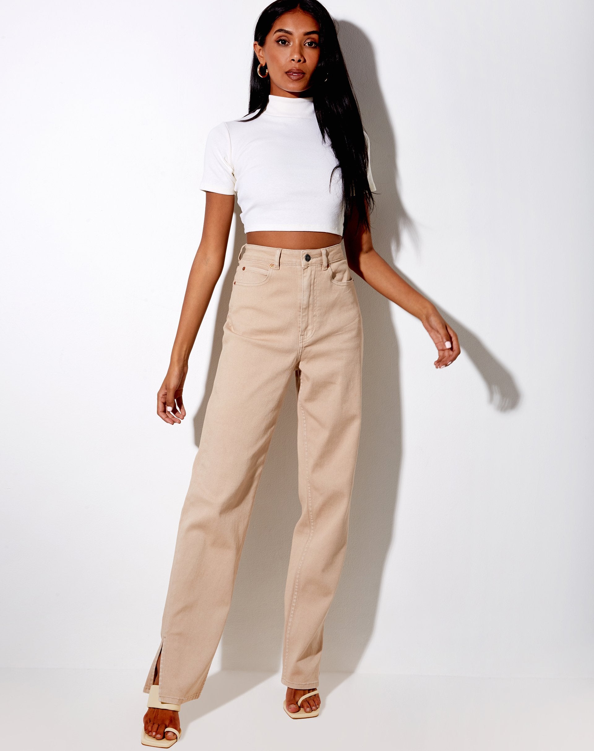 Bild von Que Crop Top in Rippe Elfenbein