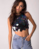 Bild von Queenz Crop Top in großer Scheibe Pailletten Petrol
