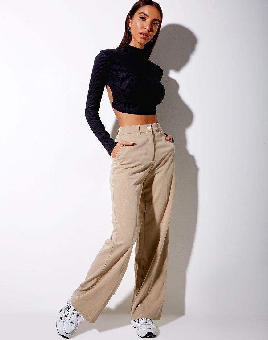 Image of Quelia Crop Top in Rippe Schwarz