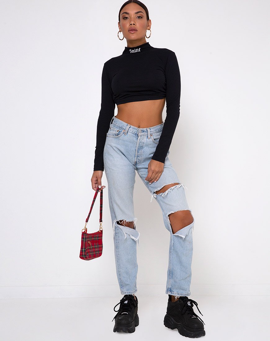 Image of Quelia Crop Top in Schwarz mit Saint Embro