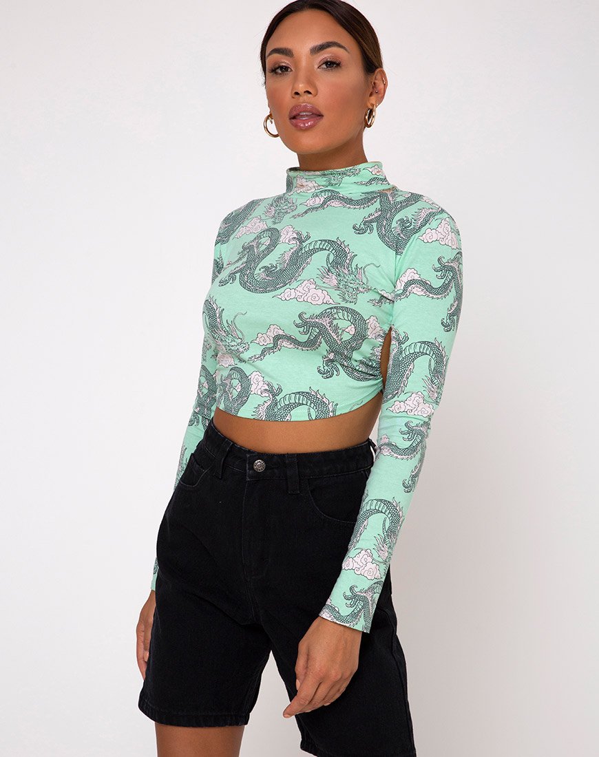 Bild von Quelia Crop Top aus chinesischem Drachen Neo Mint