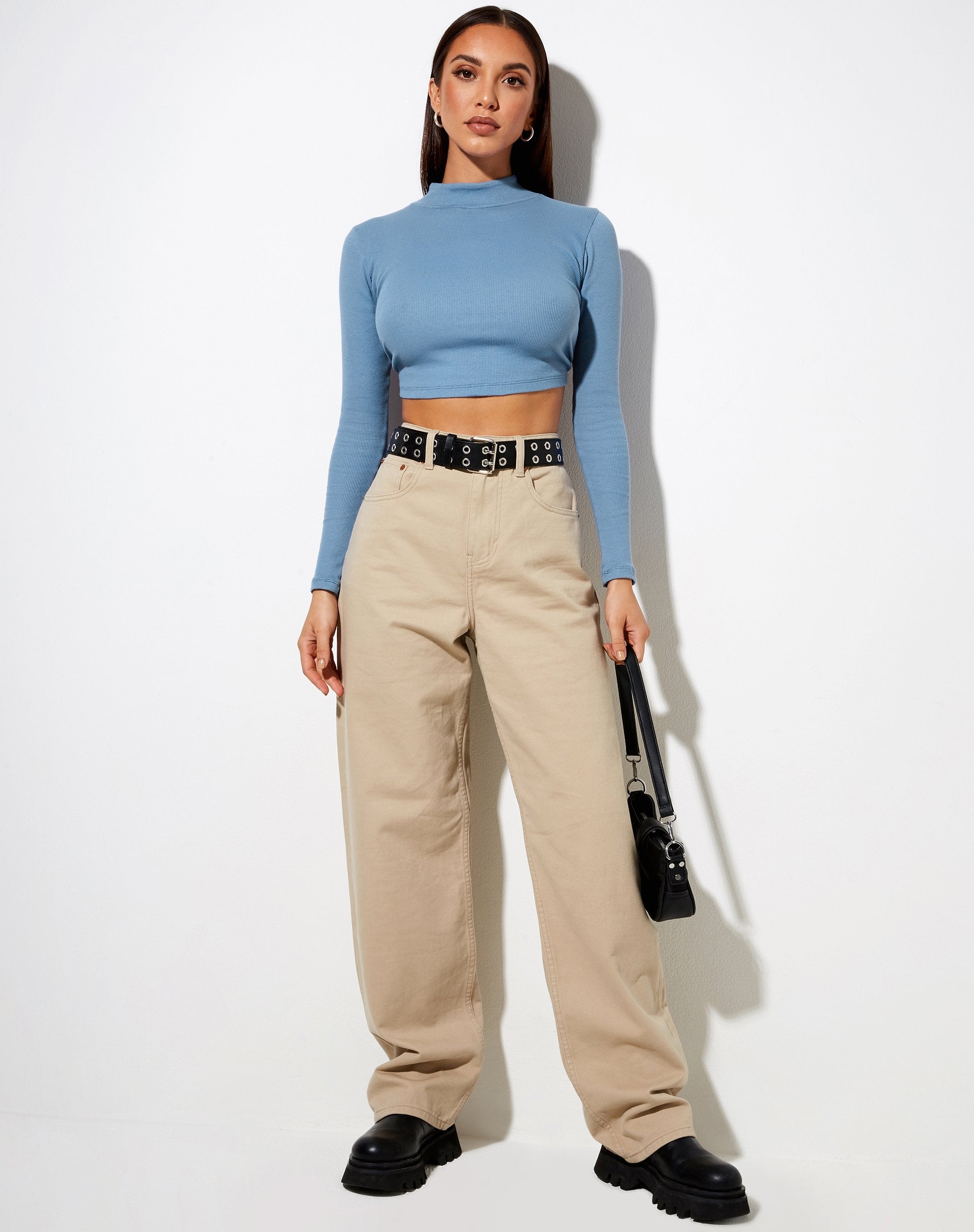 Bild von Quelia Crop Top aus Rippe Grapemist