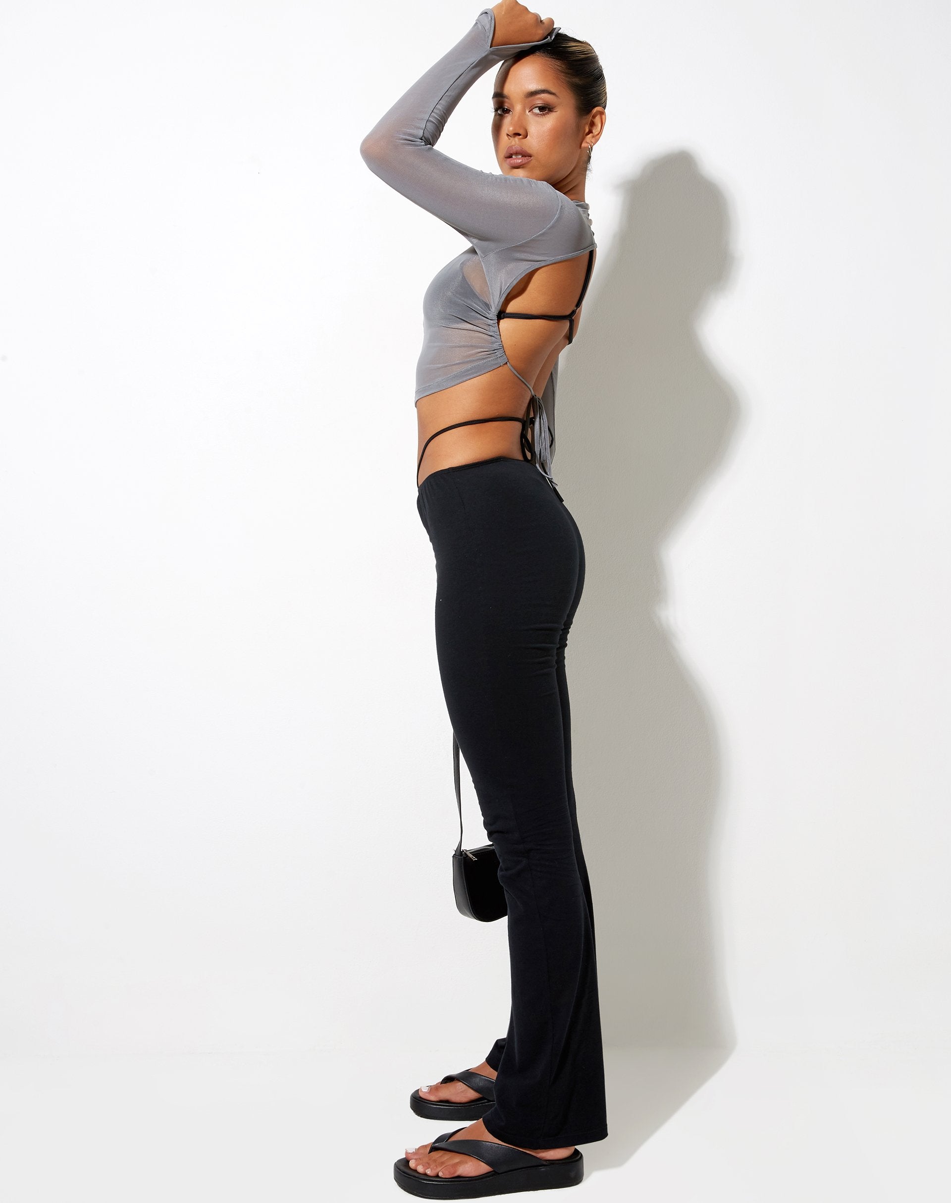 Image of Quelia Crop Top aus Mesh Grau