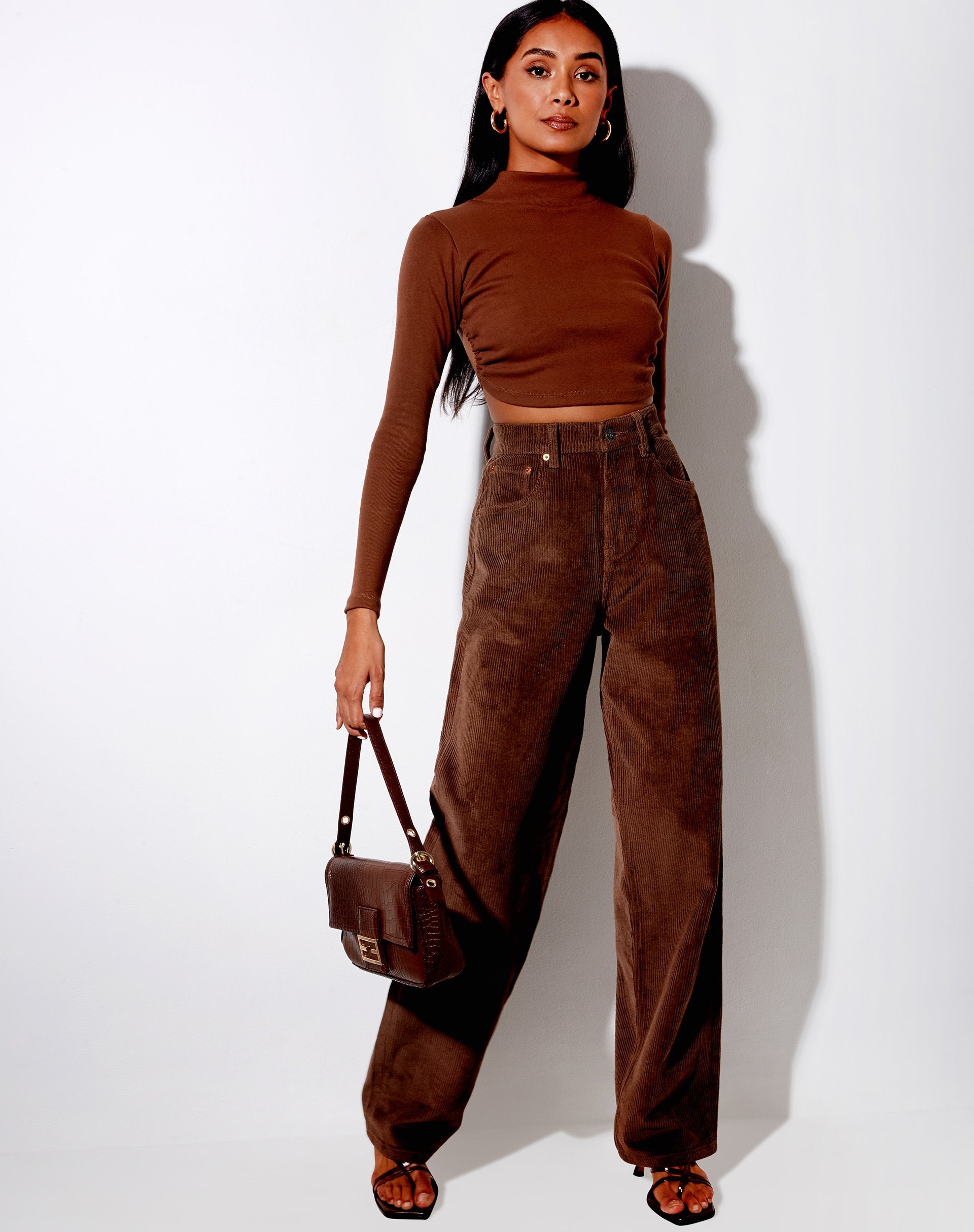 Bild von Quelia Crop Top in Rippe Kakao