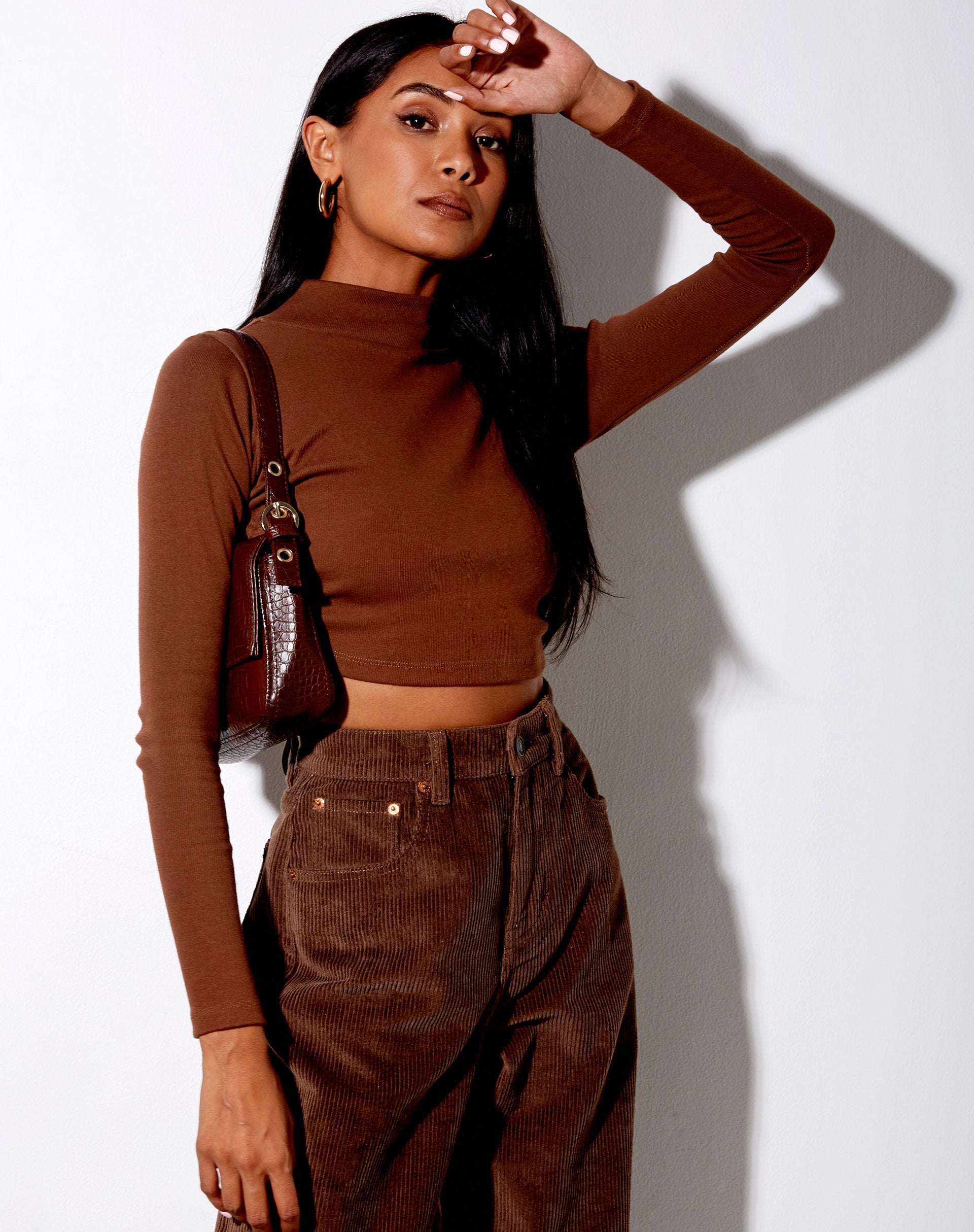 Bild von Quelia Crop Top in Rippe Kakao
