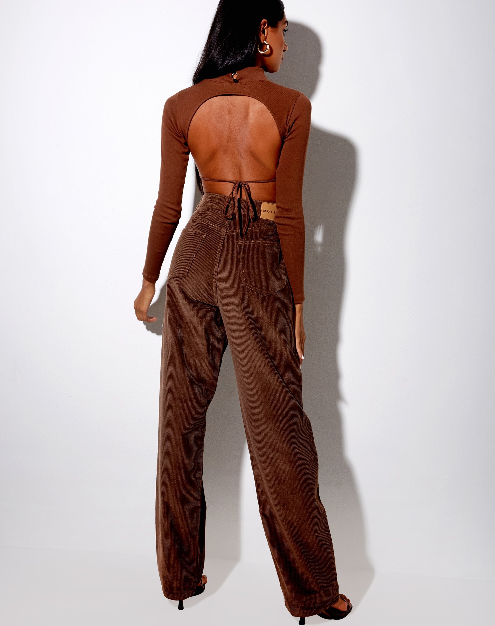 Bild von Quelia Crop Top in Rippe Kakao