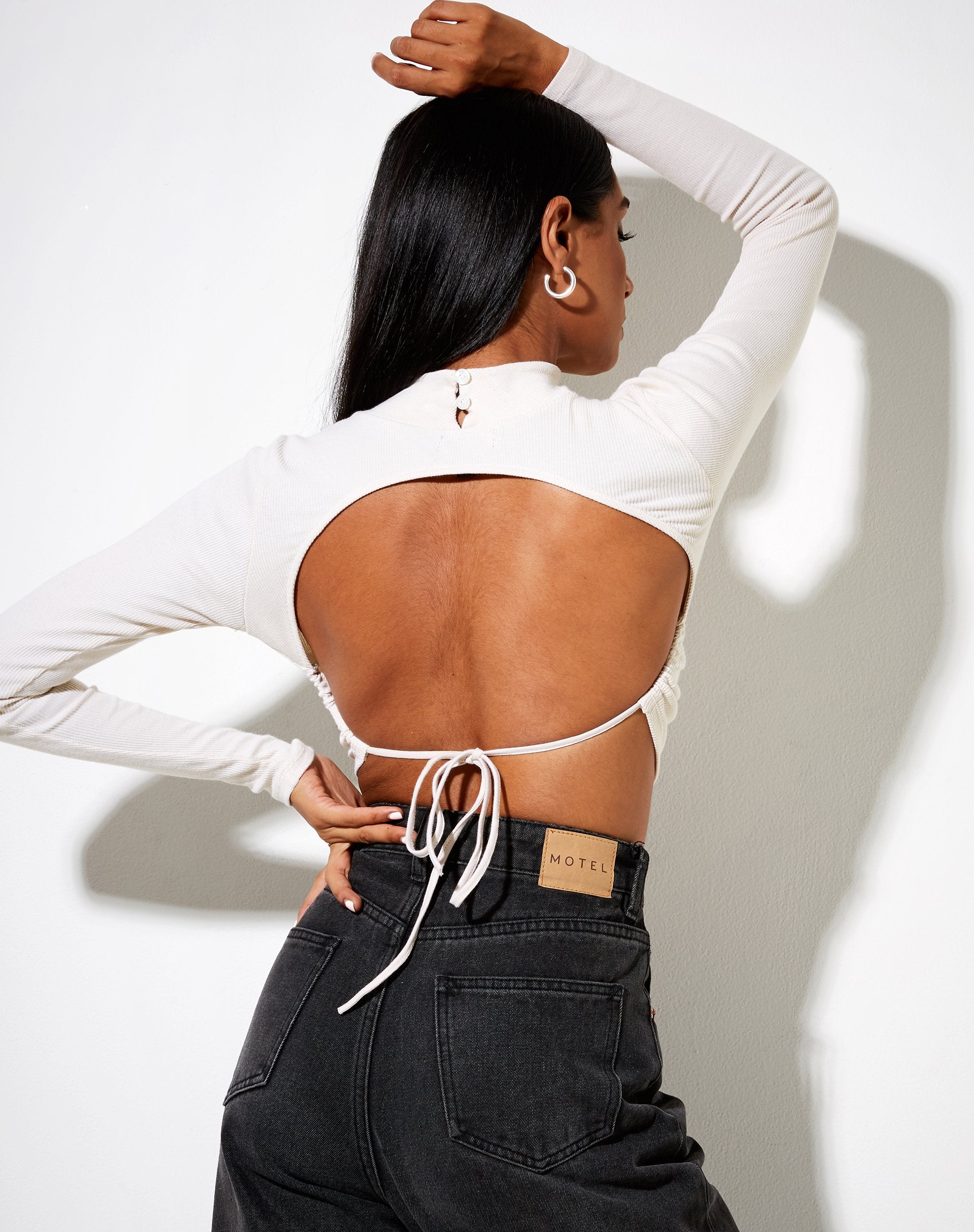 Bild von Quelia Crop Top in Rippe Winter Weiß Amore Embro