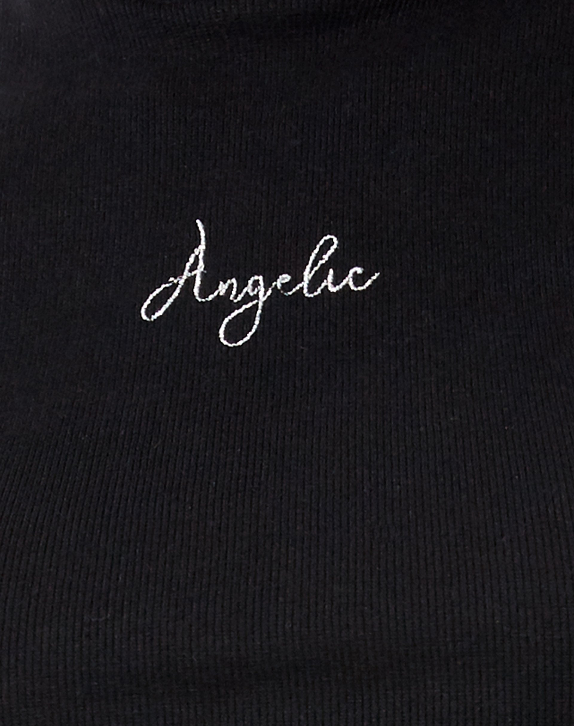 Bild von Quera Crop Top in Rippe Schwarz Angelic Embro