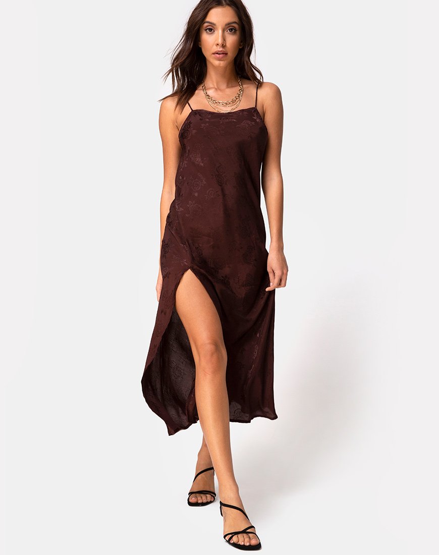 Quinty Kleid aus Satin Rose Cocoa
