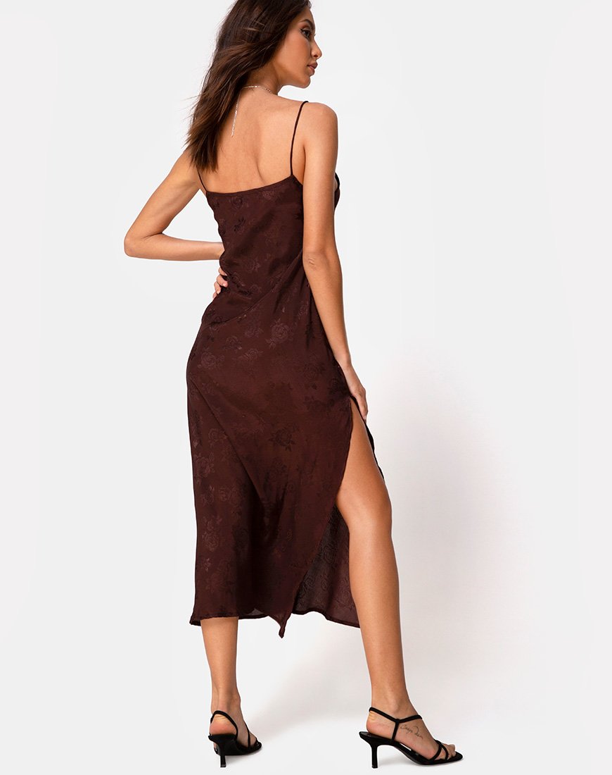 Quinty Kleid aus Satin Rose Cocoa
